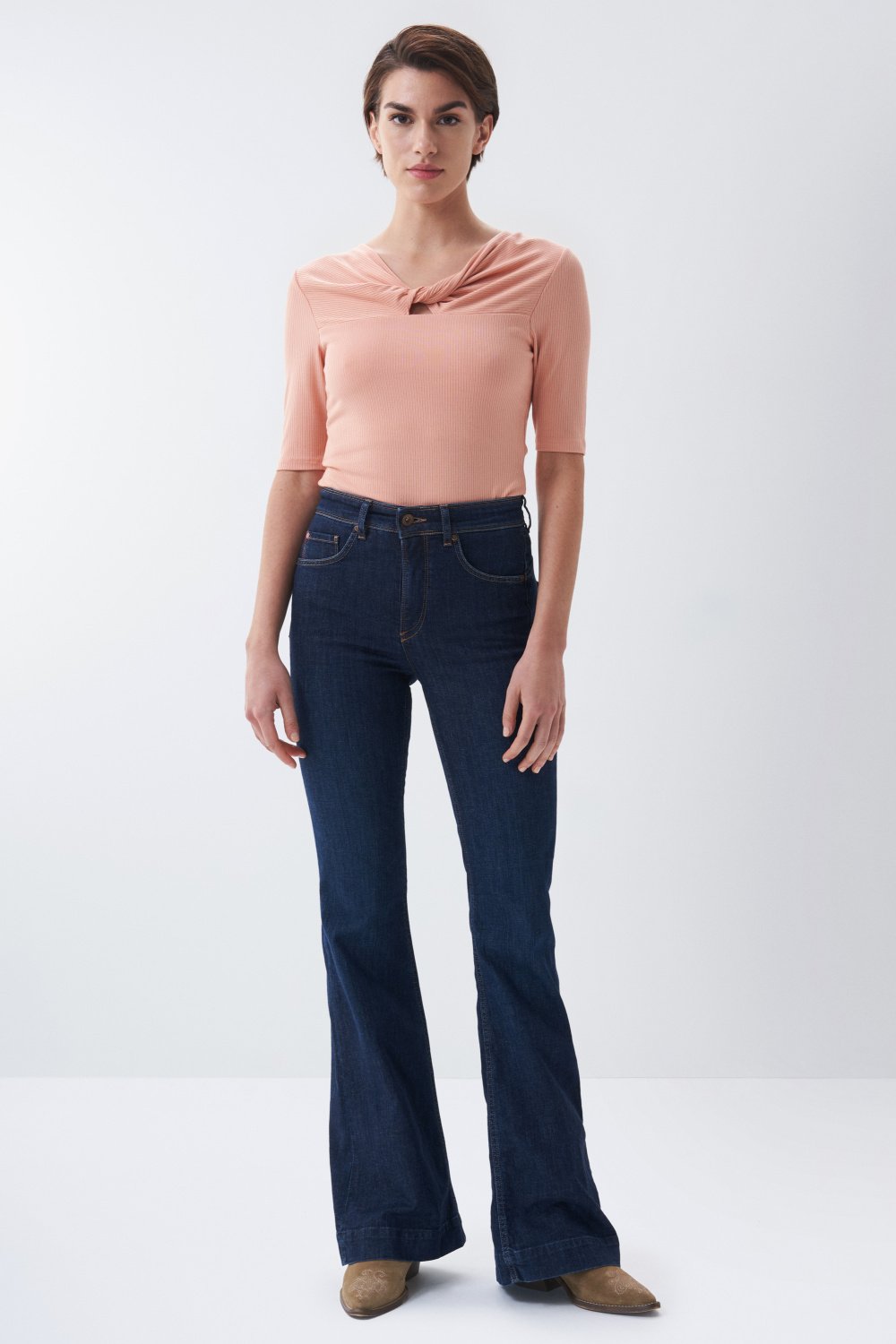 T-shirt with knot detail at neckline - Salsa