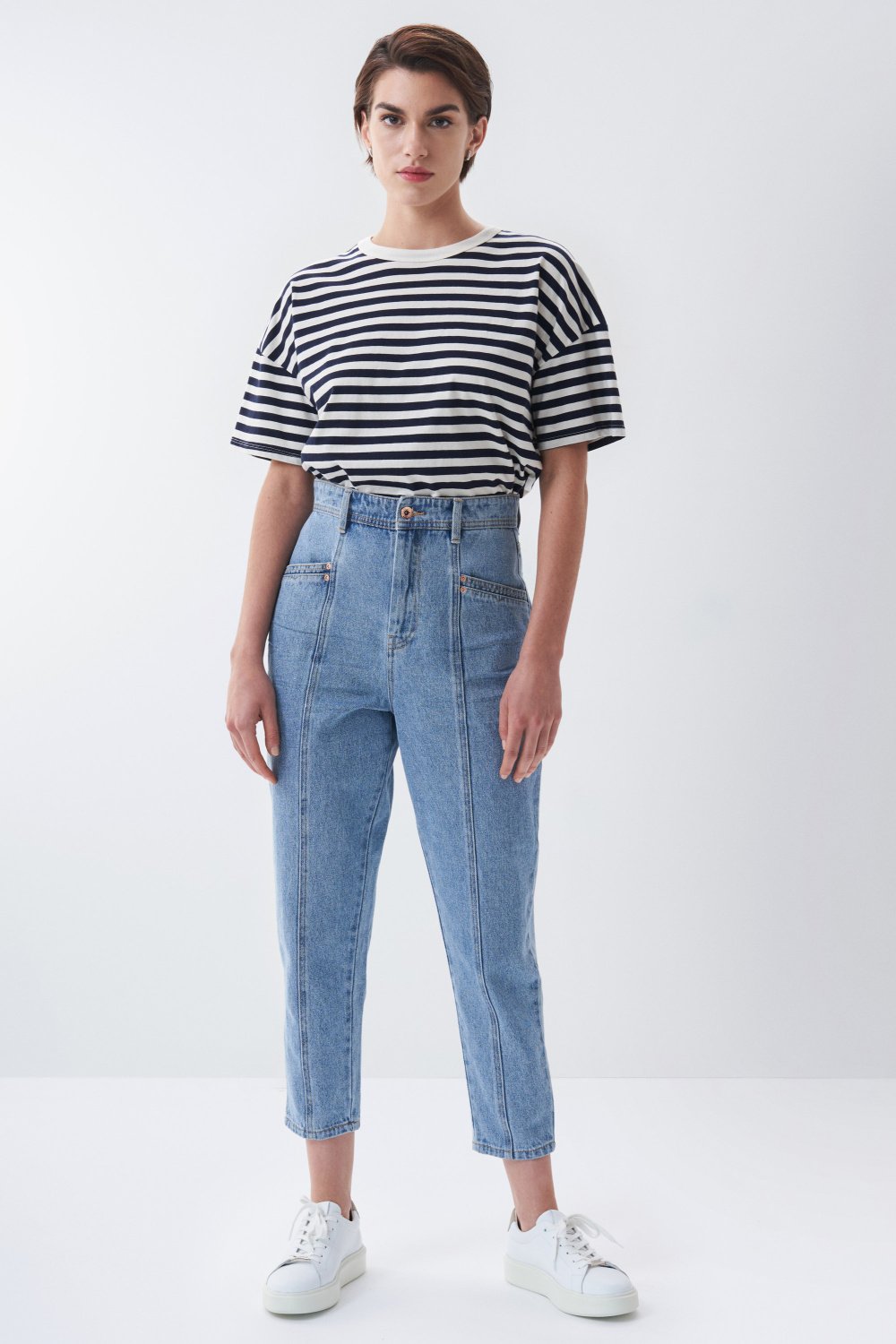 Cropped Baggy-Jeans, Slim, mittlere Frbung - Salsa