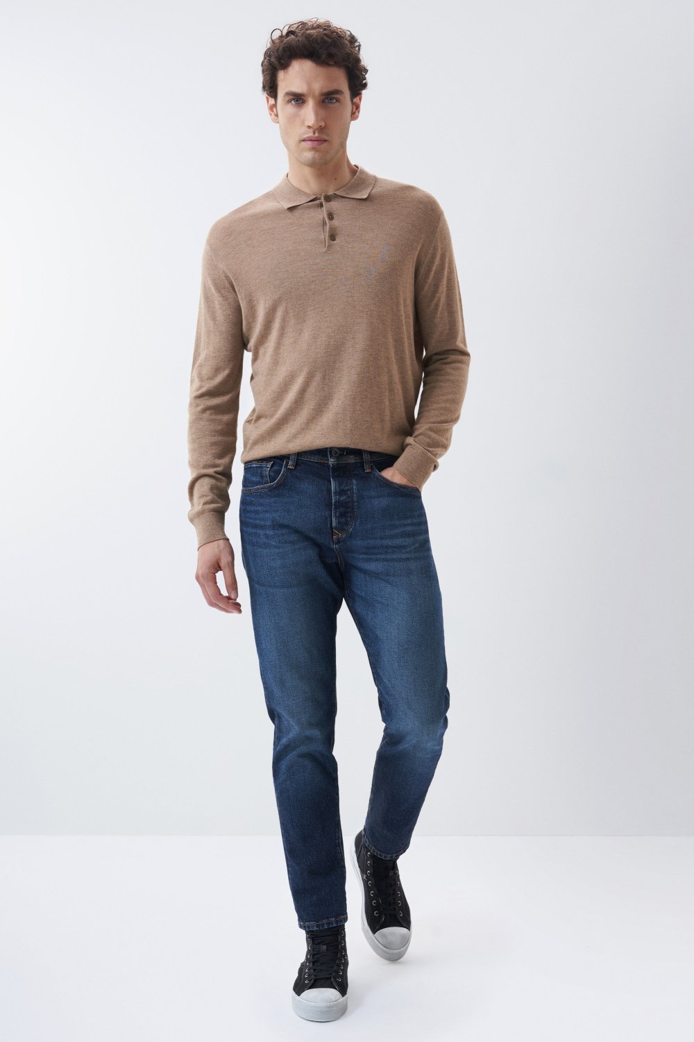 Dunkle Tapered Jeans, berfrbt - Salsa