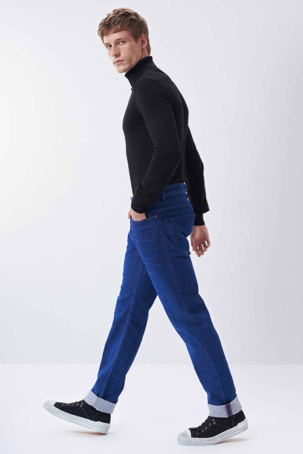 Regular slim jeans, bright blue, washed - Salsa