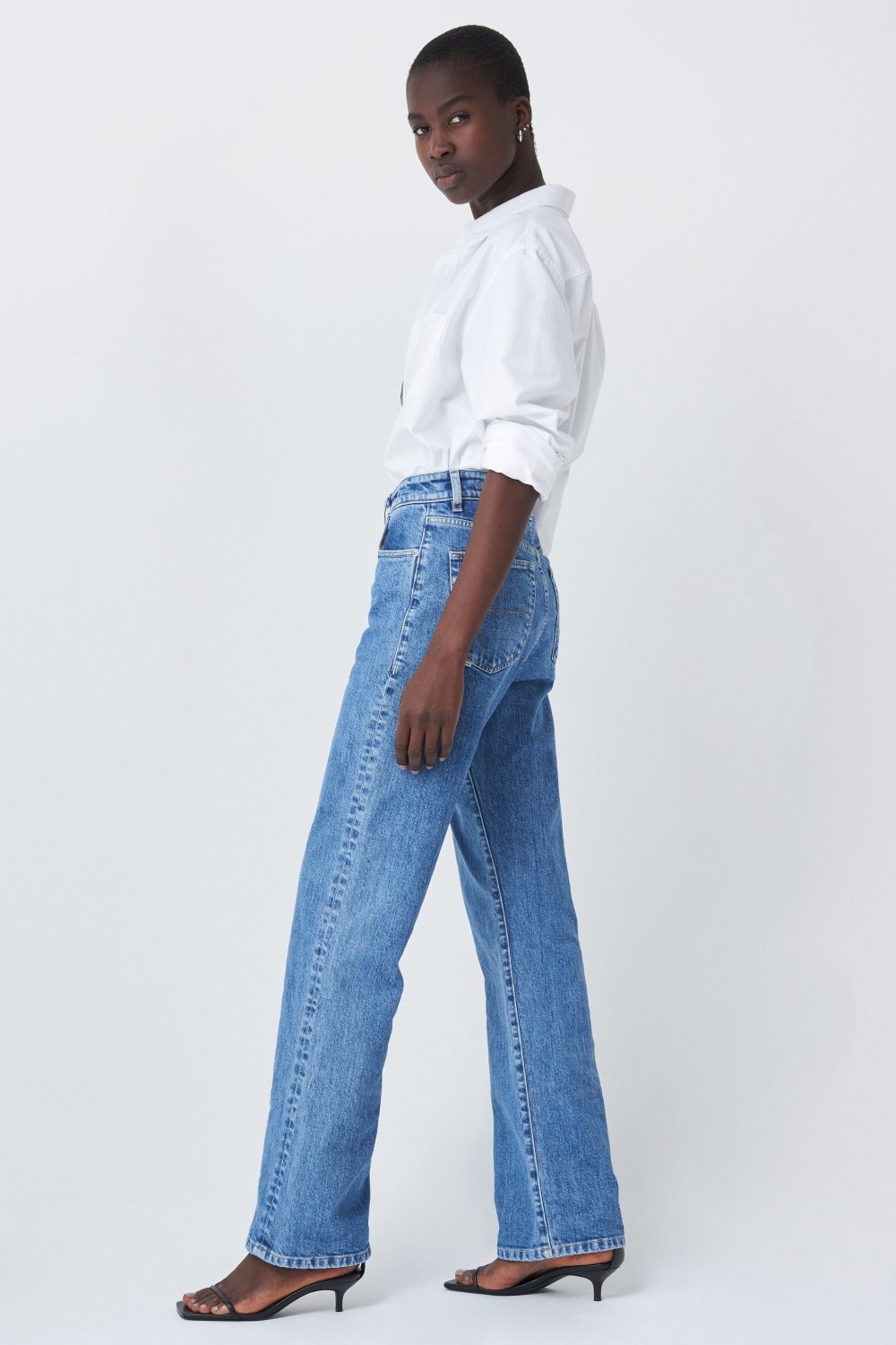 Jeans mit hoher Taille, weite Passform, mittlere Waschung - Salsa