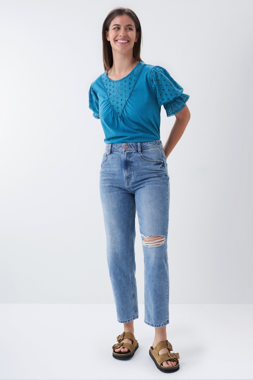 T-shirt with embroidered sleeves - Salsa