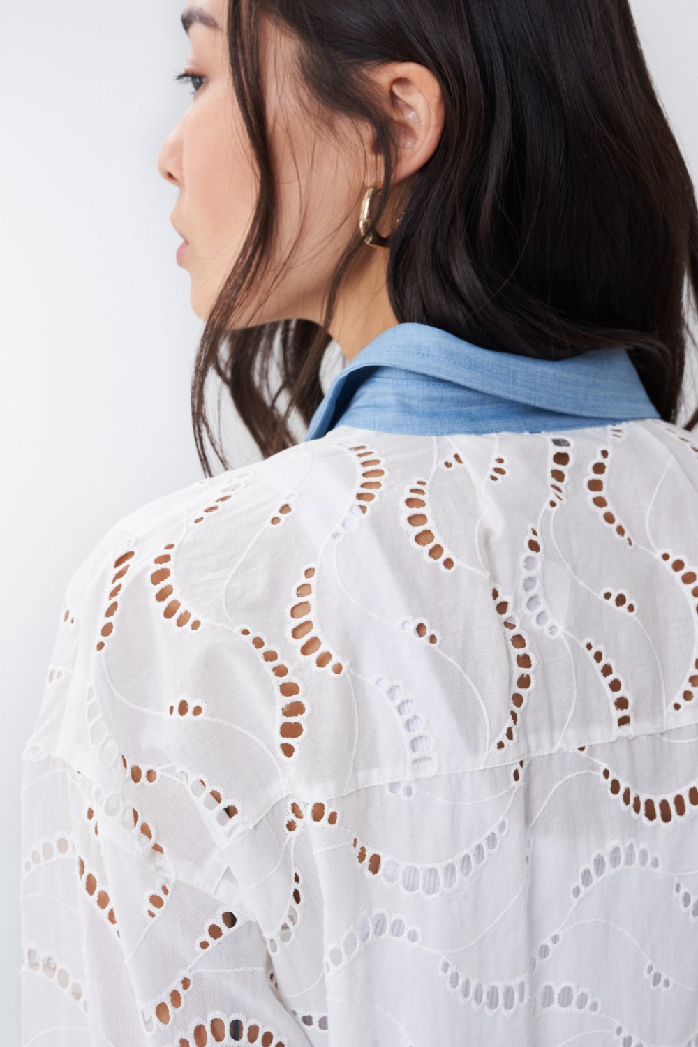 Embroidered shirt with denim inserts - Salsa