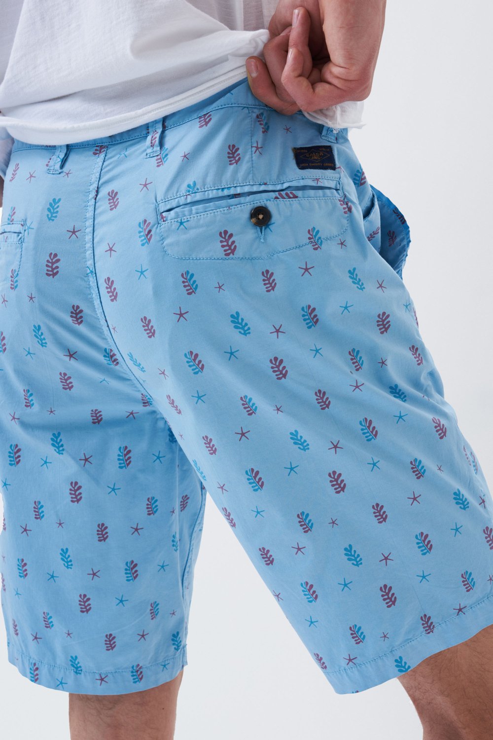 Pantalones cortos Chino con microprint - Salsa