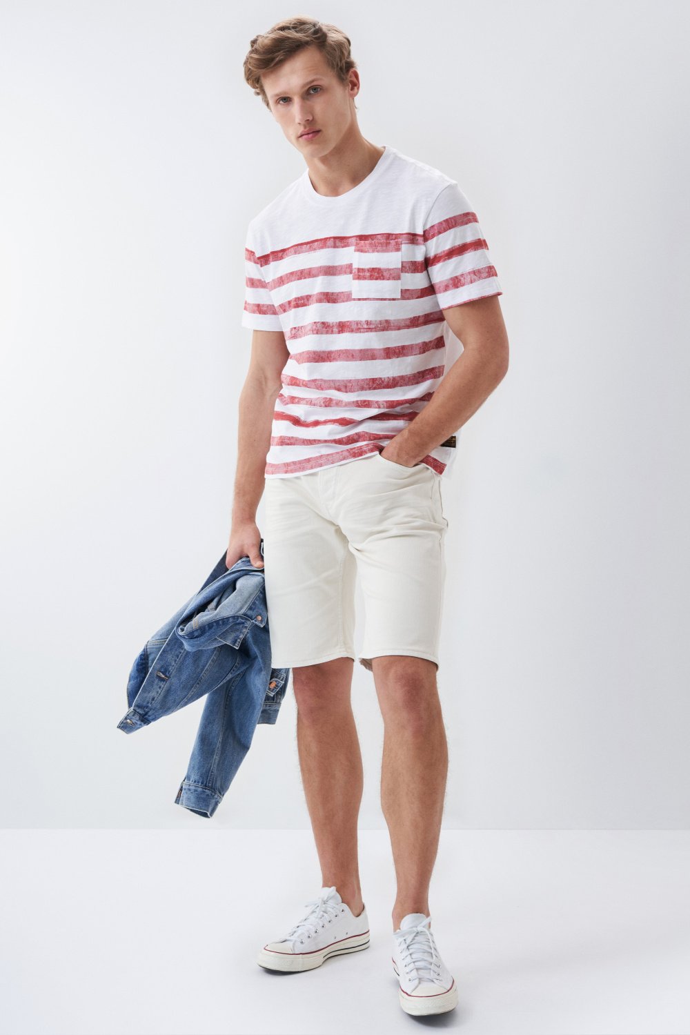 Allover striped t-shirt with pocket - Salsa