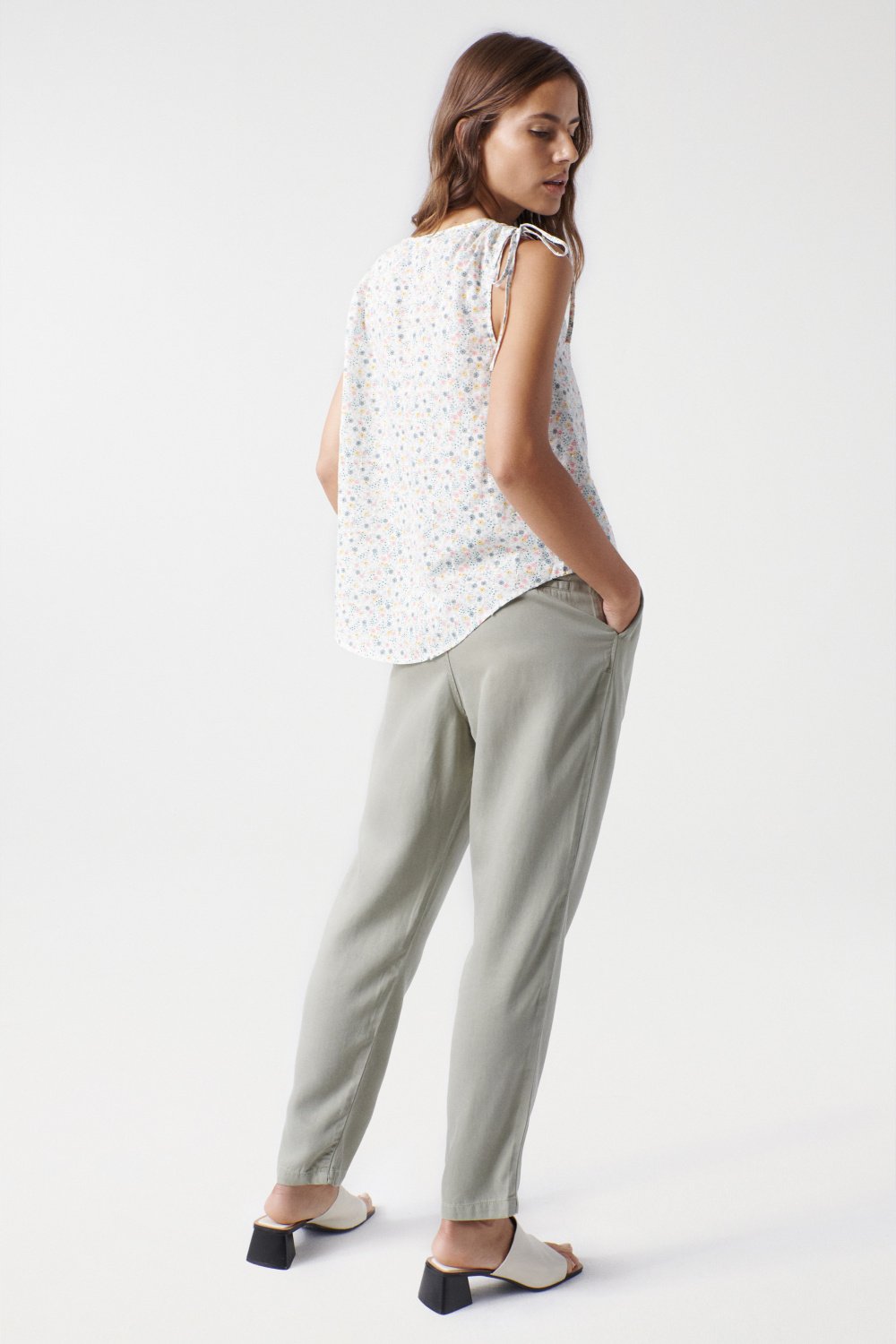 Print top with ruched effect on the shoulders - Salsa
