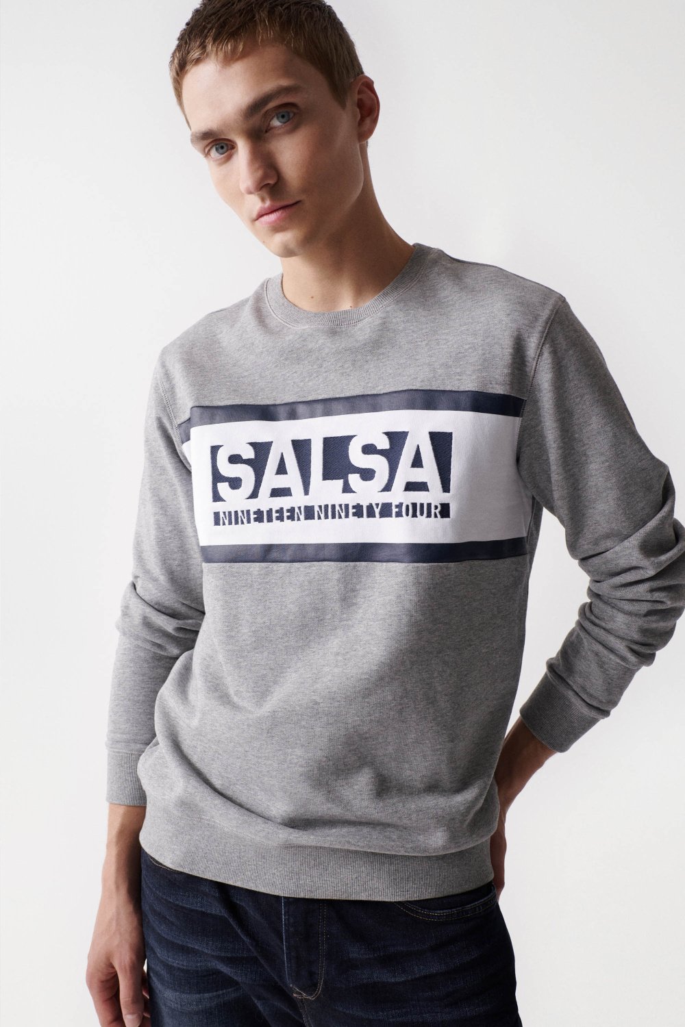Sweat-shirt avec logo Salsa et rayures sur la poitrine - Salsa