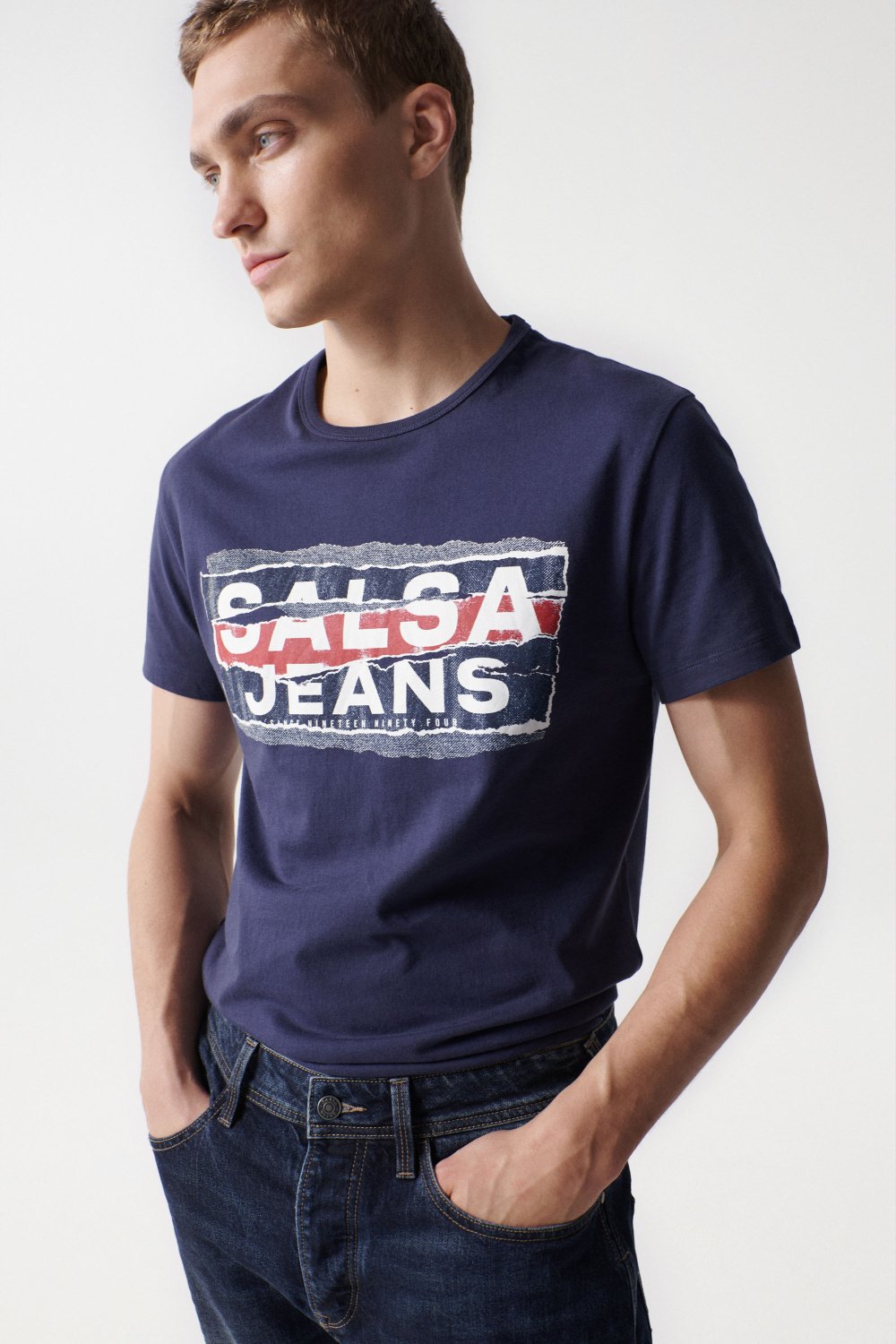 T-Shirt mit Markenaufdruck, verwischter Effekt - Salsa
