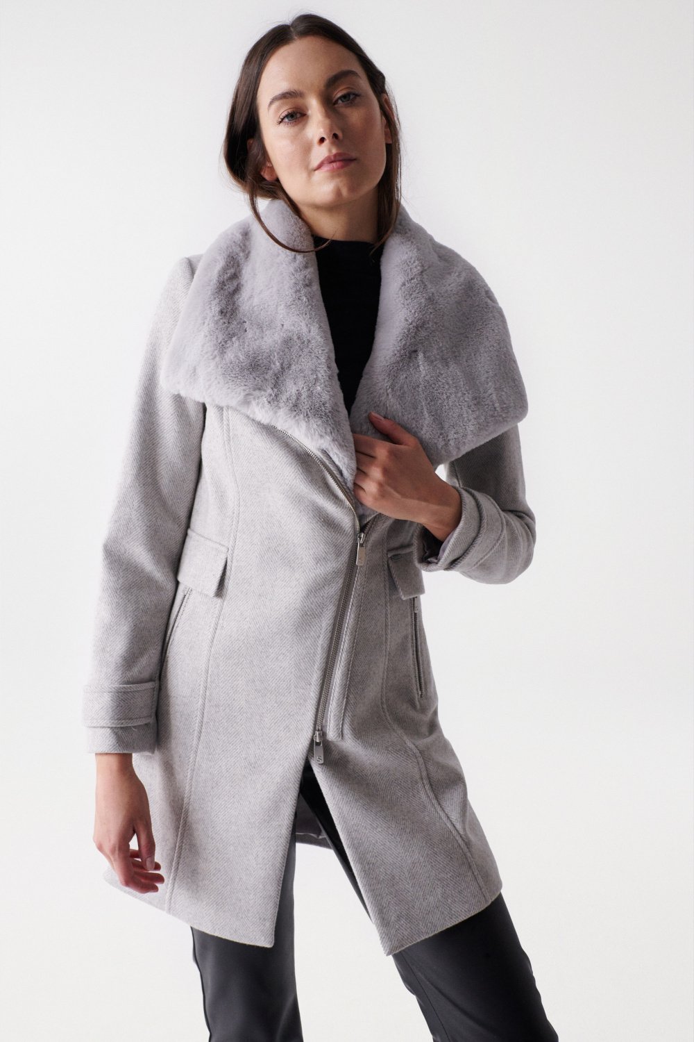 GRACE Woollen coat with fur collar - Salsa