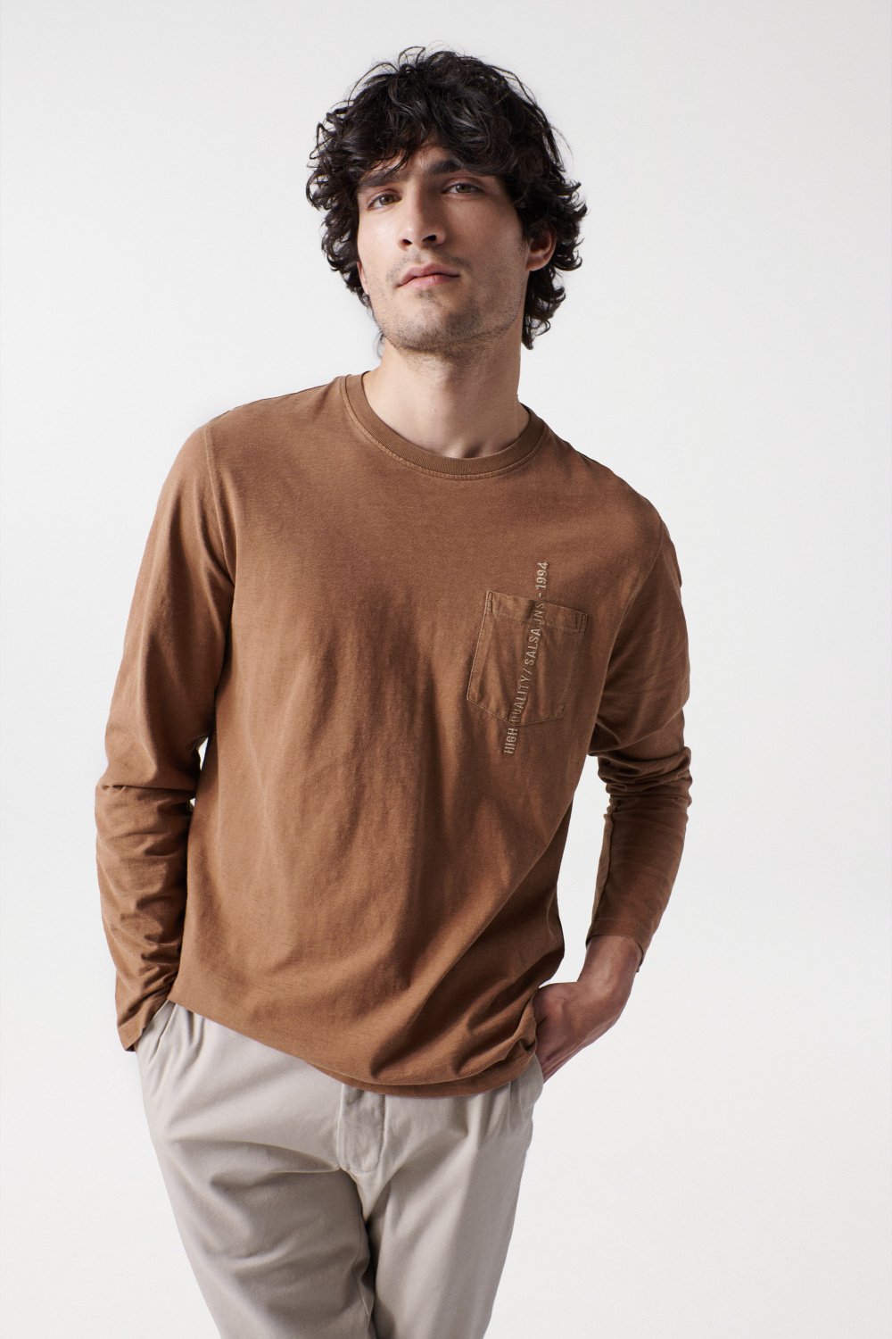 T-shirt  manches longues avec poche et broderie - Salsa