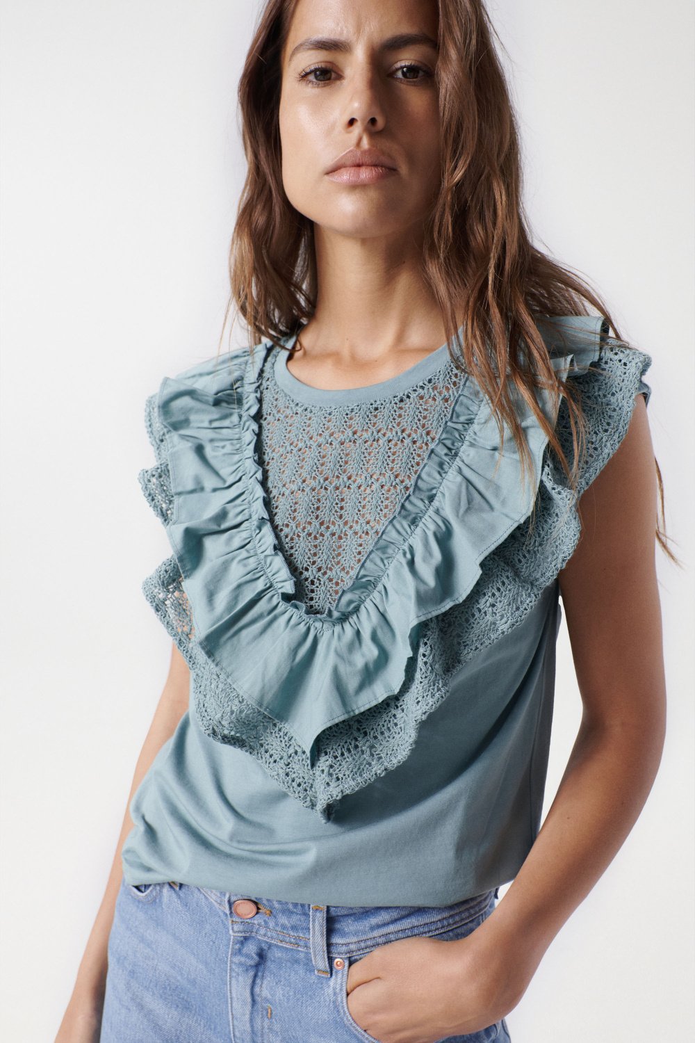 Top with broderie anglaise - Salsa