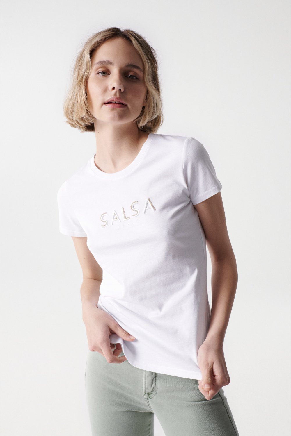 Weies T-Shirt mit Markenaufdruck - Salsa