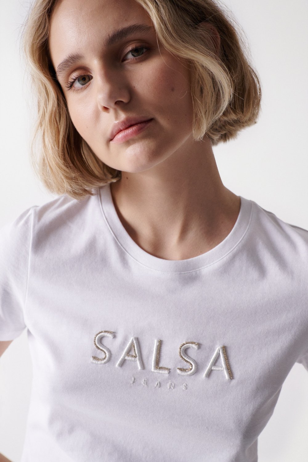 Weies T-Shirt mit Markenaufdruck - Salsa
