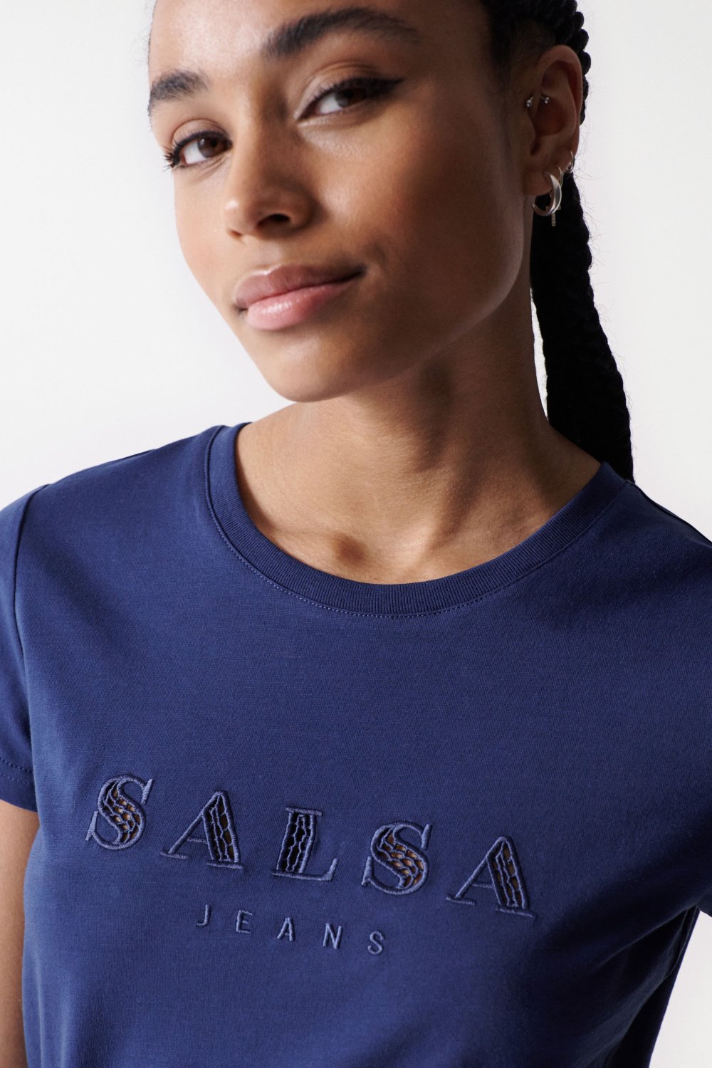T-Shirt mit gesticktem Markenaufdruck - Salsa