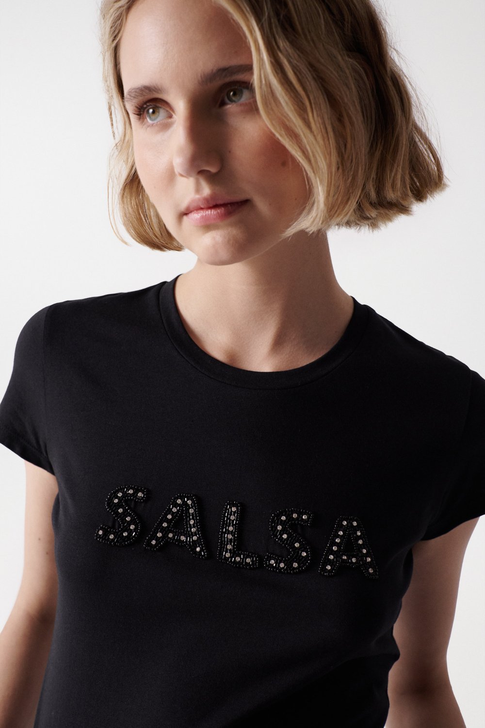 T-Shirt mit Markenaufdruck und Glanz - Salsa