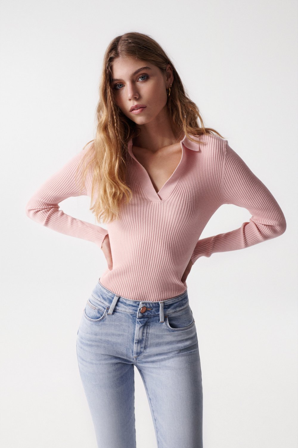 Pull col polo en maille ctele - Salsa