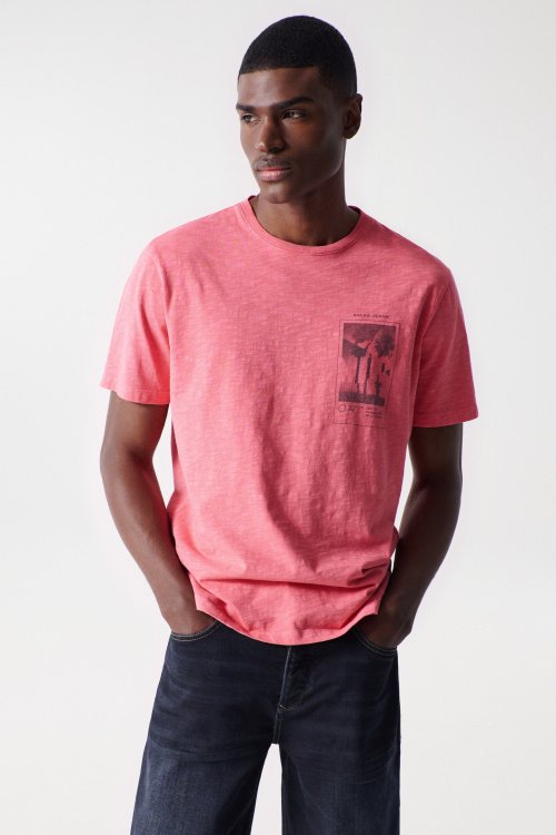 T-shirt rose avec imprim