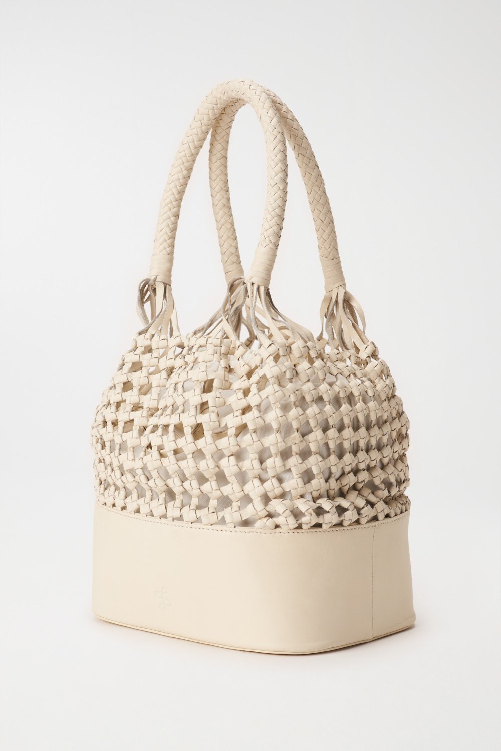 Leather handbag with woven effect - Salsa