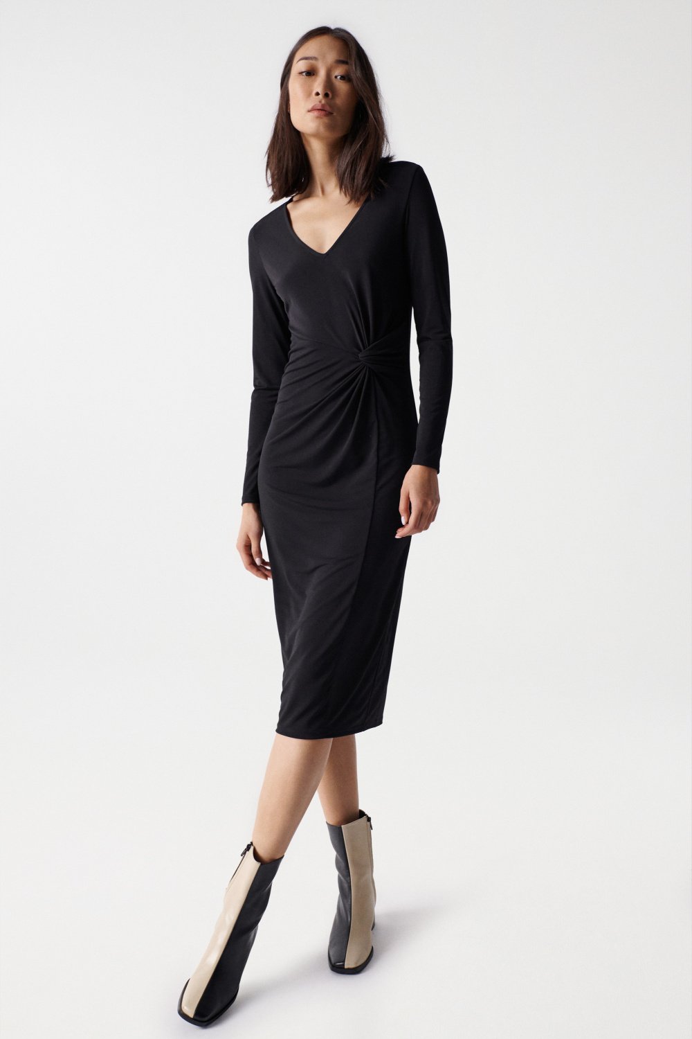MIDI DRESS WITH RUCHED EFFECT - Salsa