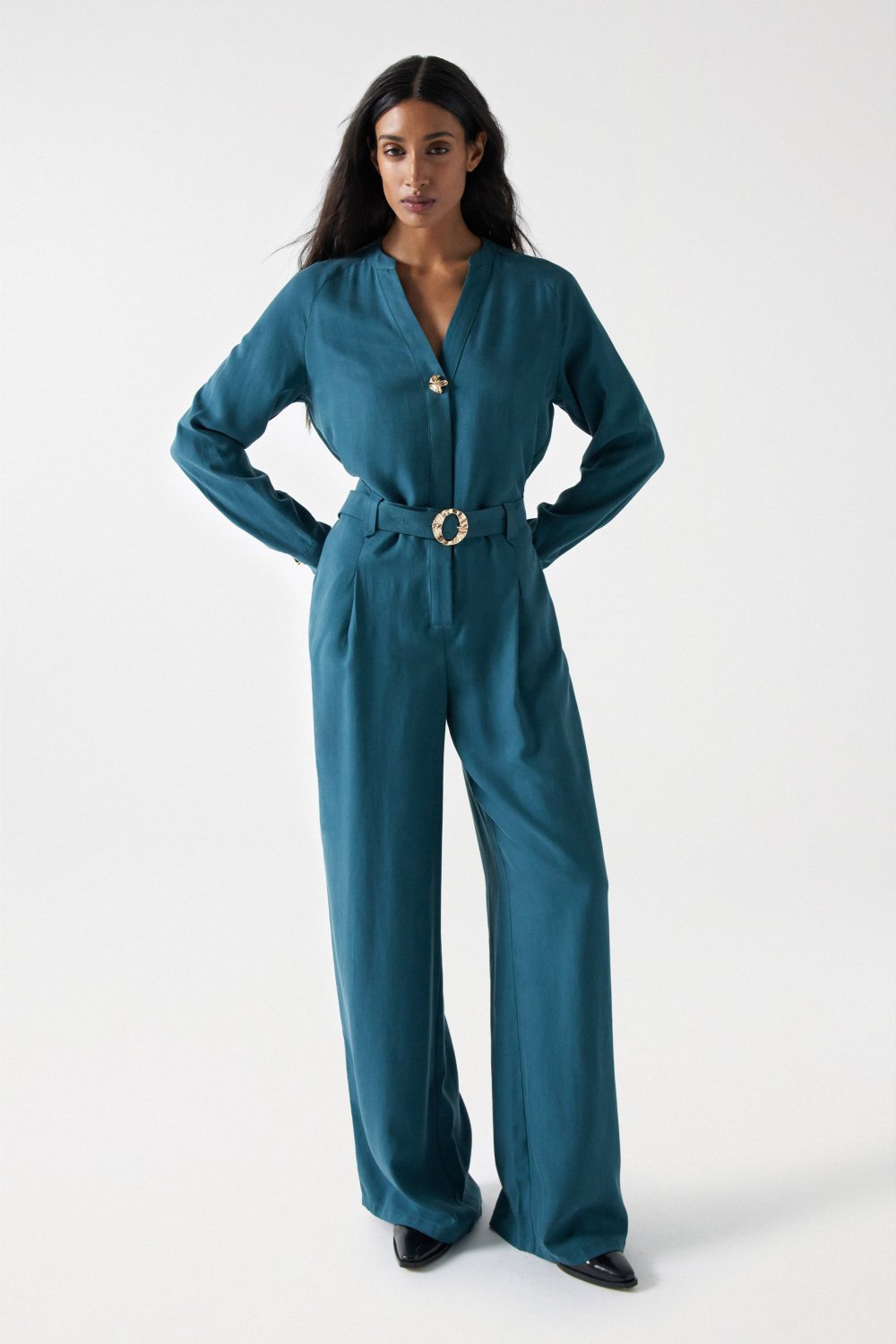 JUMPSUIT WITH BELT AND BUTTON DETAIL - Salsa