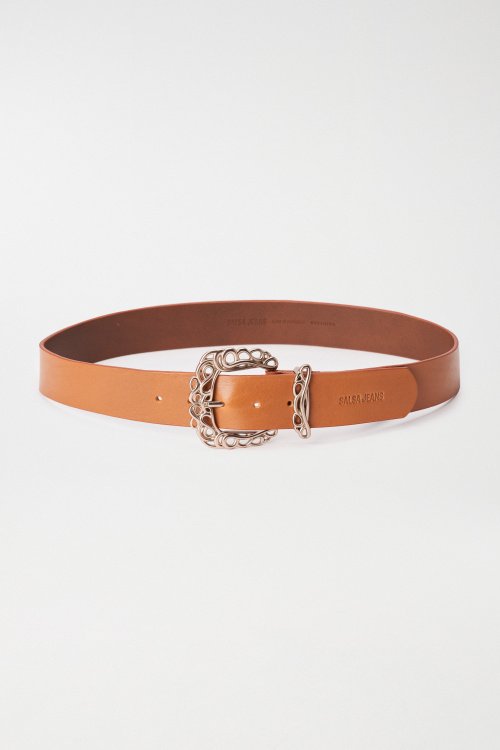 LEATHER BELT WITH METAL BUCKLE