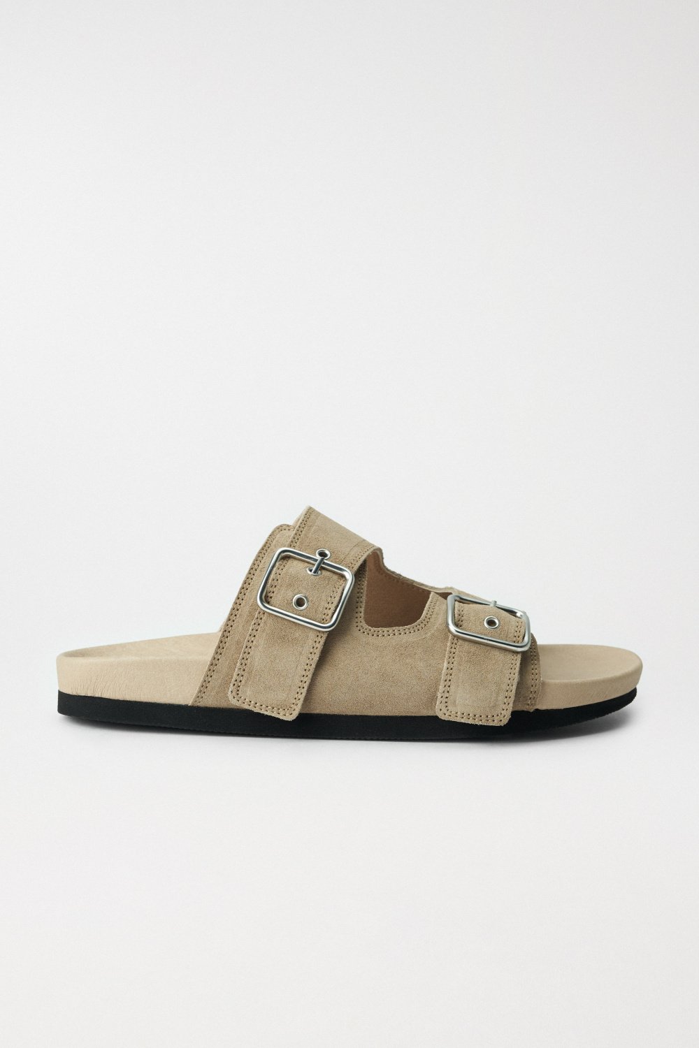 FLAT LEATHER SANDALS WITH BUCKLE - Salsa