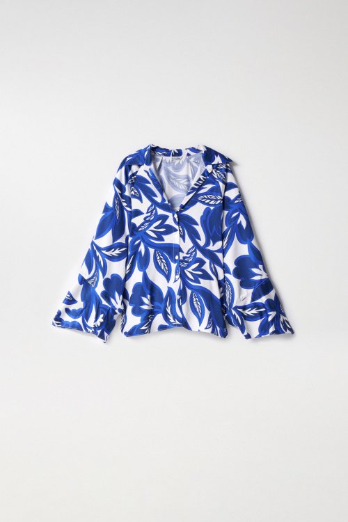 SATIN-FEEL SHIRT WITH FLORAL PRINT