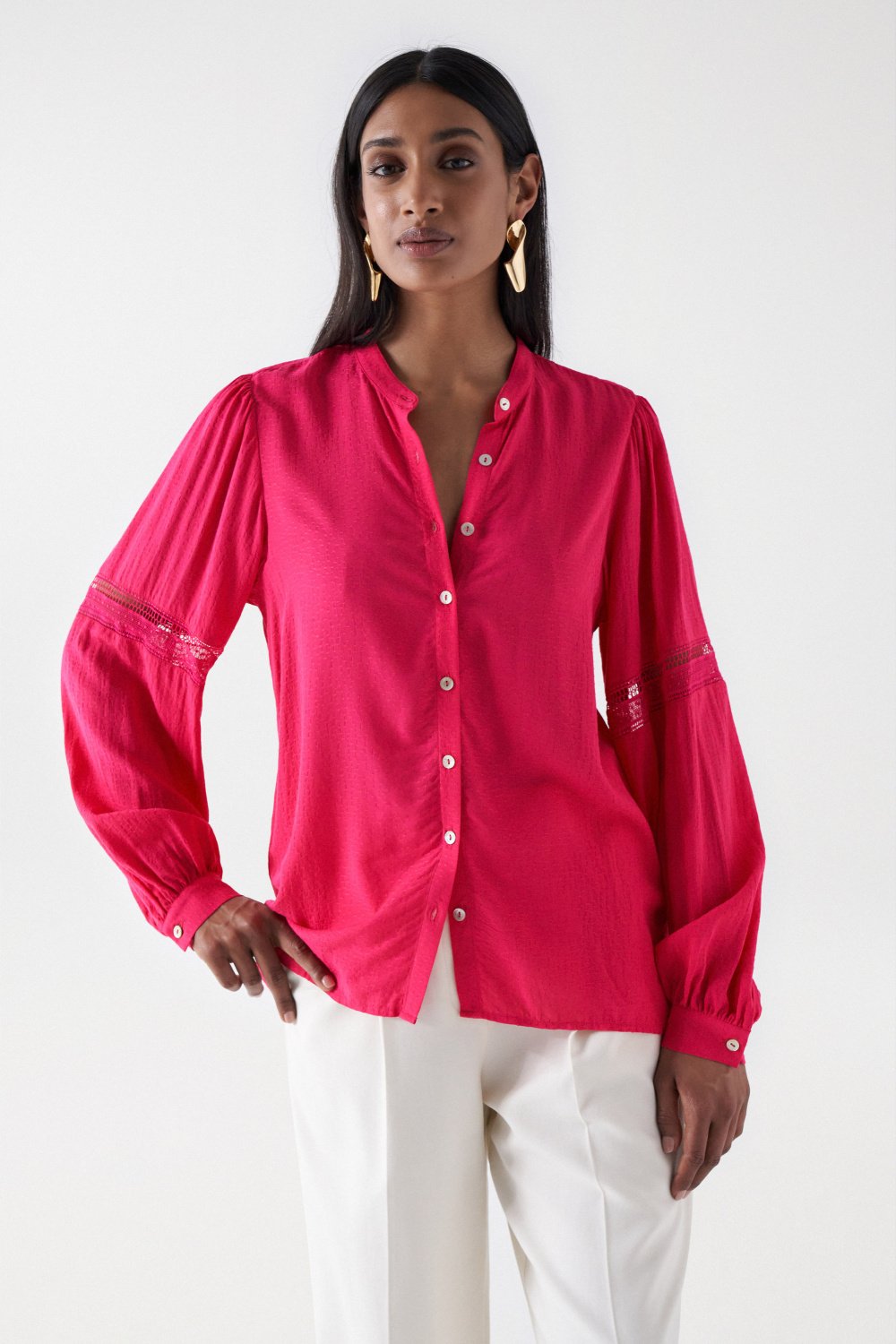 BLOUSE WITH LACE DETAIL - Salsa