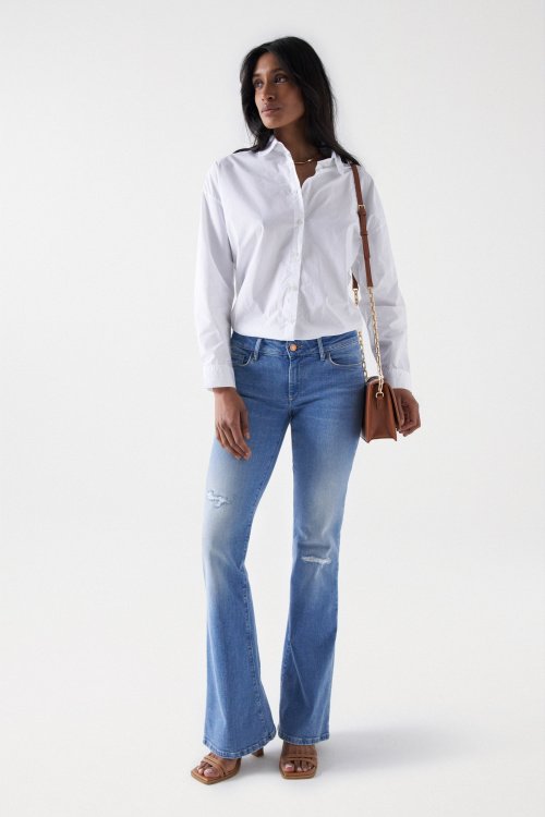 WONDER PUSH UP FLARE JEANS WITH RIPS