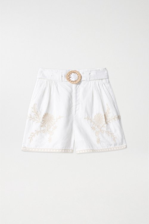 EMBROIDERED SHORTS WITH LINEN