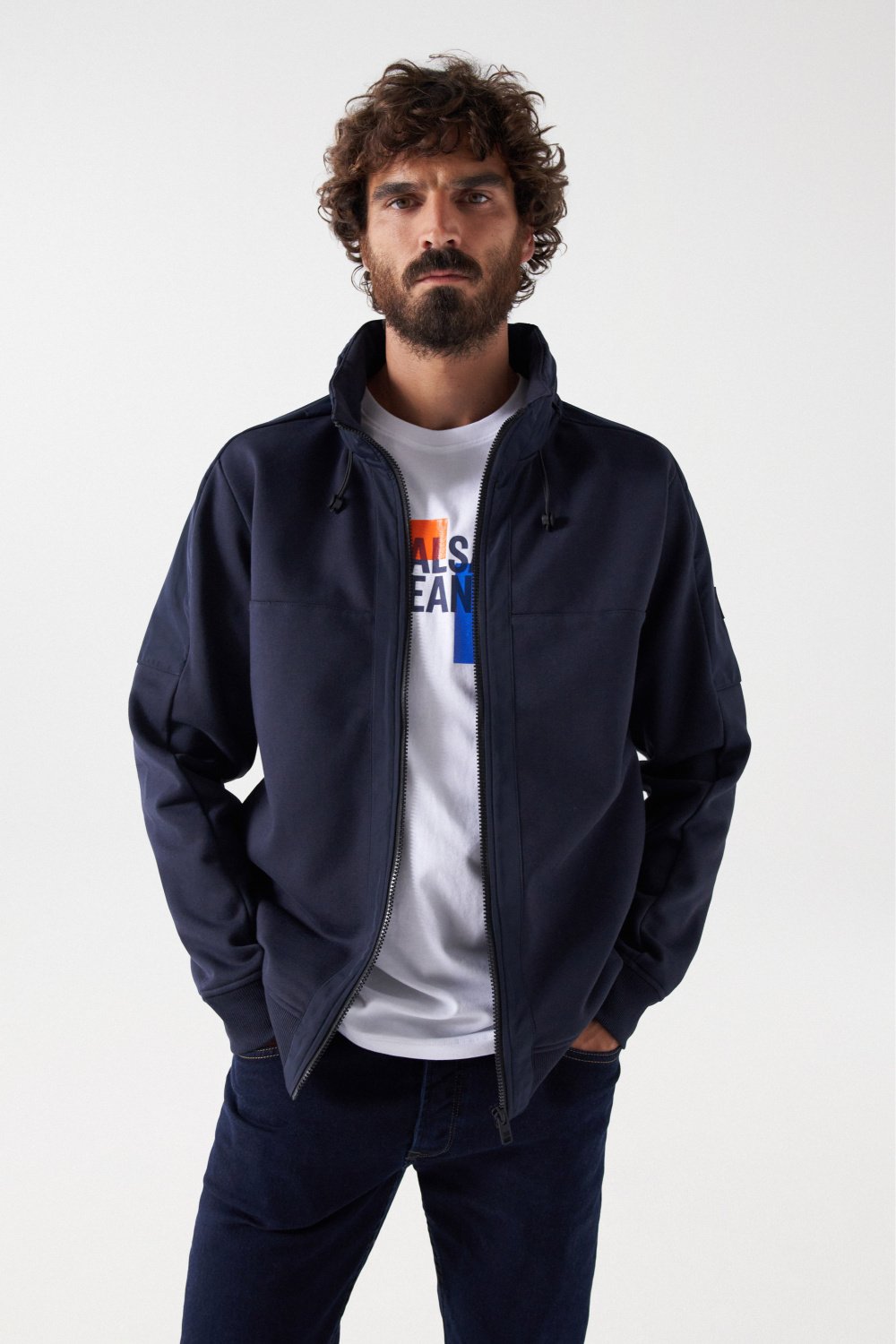 SWEATSHIRT WITH ZIP AND TECHNICAL FABRIC DETAILS - Salsa