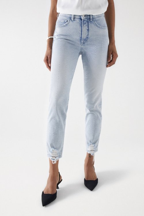 FAITH PUSH IN CROPPED SLIM JEANS WITH GLITTER