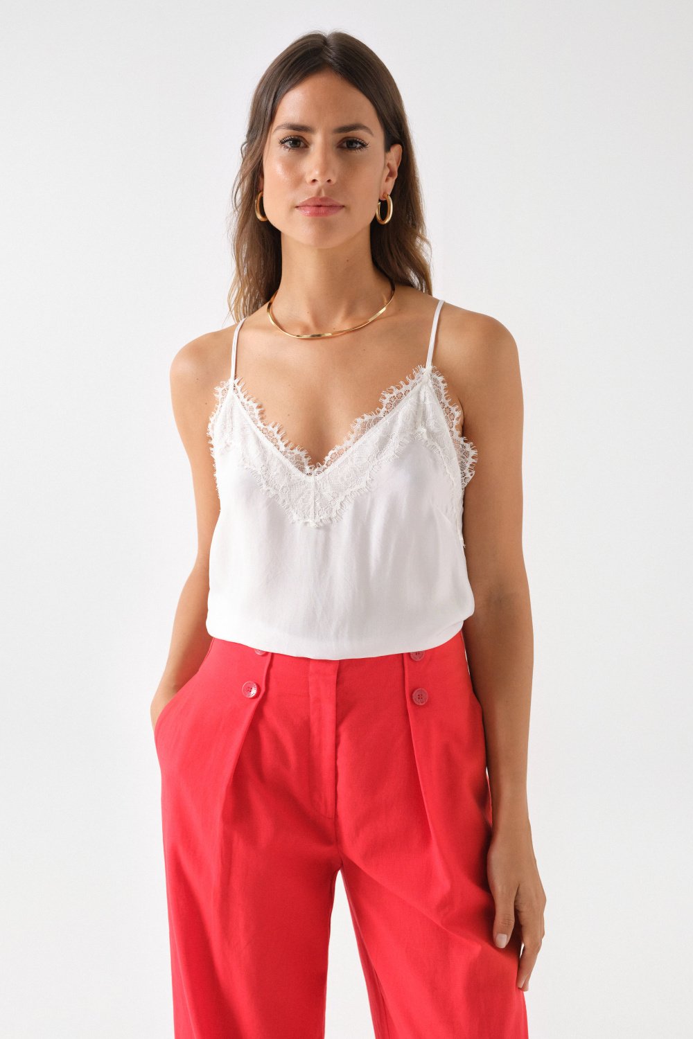 SATIN TOP WITH LACE DETAIL - Salsa