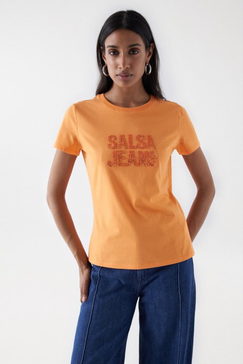 T-SHIRT WITH SALSA LOGO IN BEADS