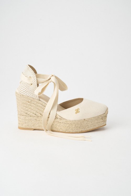 WEDGE-HEELED ESPADRILLES WITH PRINTED STRAPS