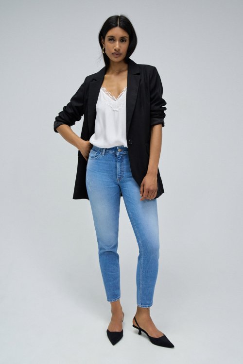 JEANS DESTINY PUSH UP CROPPED SKINNY WITH RIPS