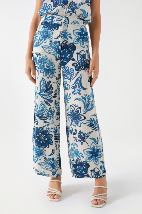 FLORAL PRINT STRAIGHT TROUSERS