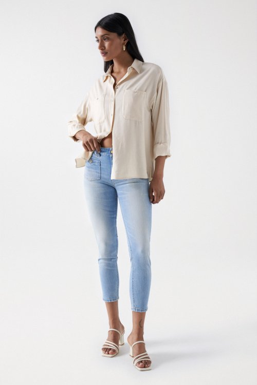 DESTINY PUSH UP CROPPED SKINNY JEANS WITH POCKET DETAILS