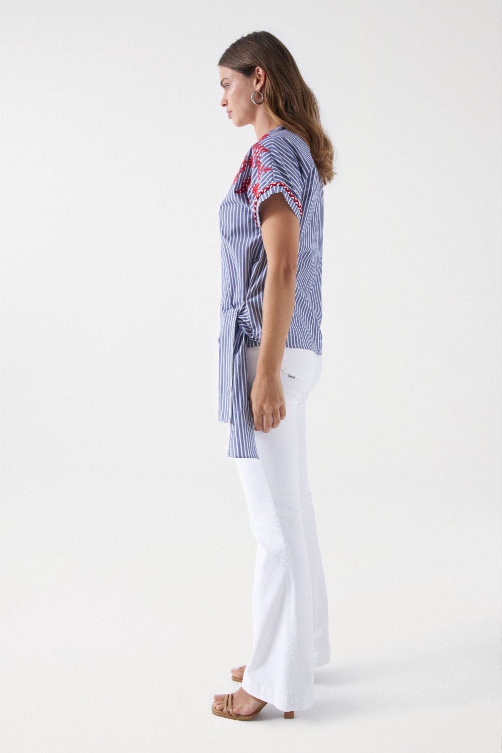 STRIPED SHIRT WITH EMBROIDERED DETAIL - Salsa