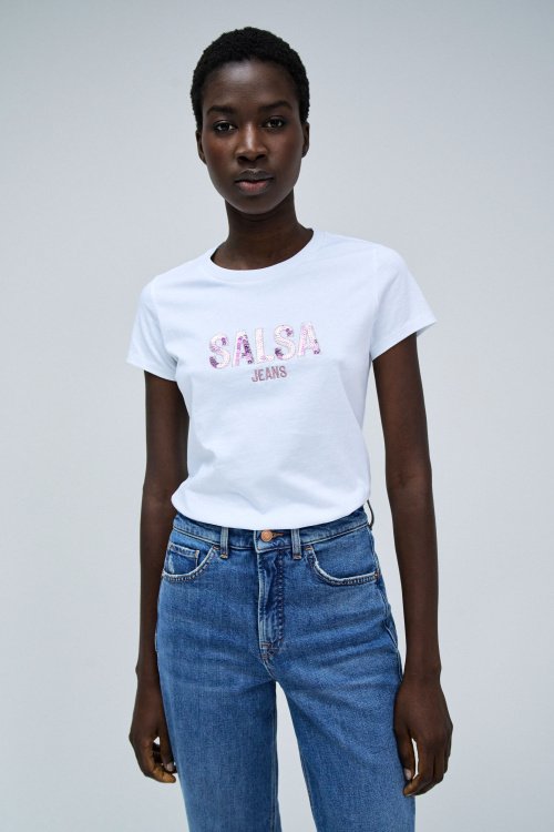 WHITE T-SHIRT WITH SEQUINS