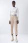 Cropped slim baggy trousers, beige, twill and denim mix - Salsa